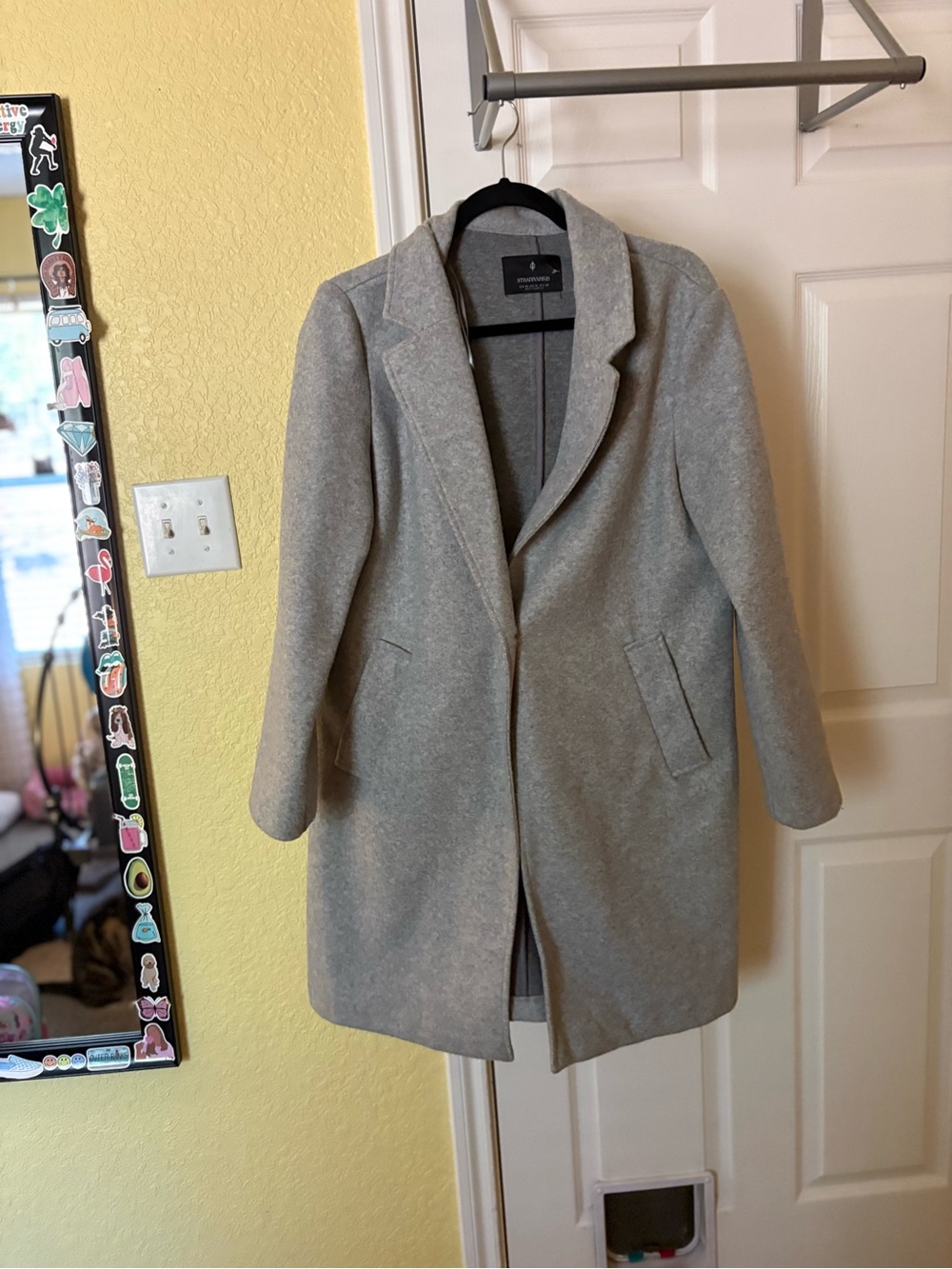 stradivarius Light Gray Single-Breasted Wool-Blend Trench Coat